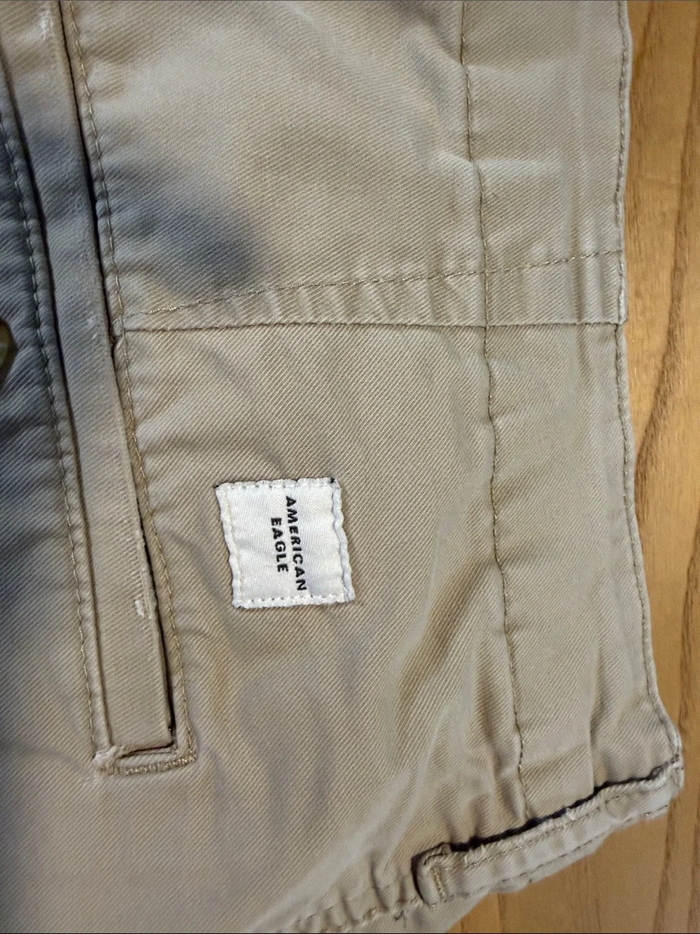 American Eagle Outfitters Men’s Light Khaki Flat-Front Shorts